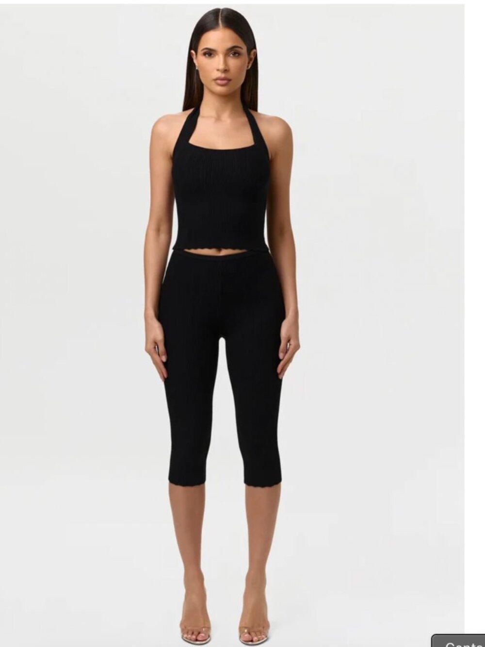 Naked Wardrobe Knit Open Back Halter Top + Capri Leggings (SET) Size Small - NWT